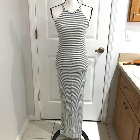 Heart & Hips White and Black Stripes Maxi Dress M - Picture 1 of 11